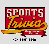 Sports Trivia: Championship Edition title screen for Sega Game Gear